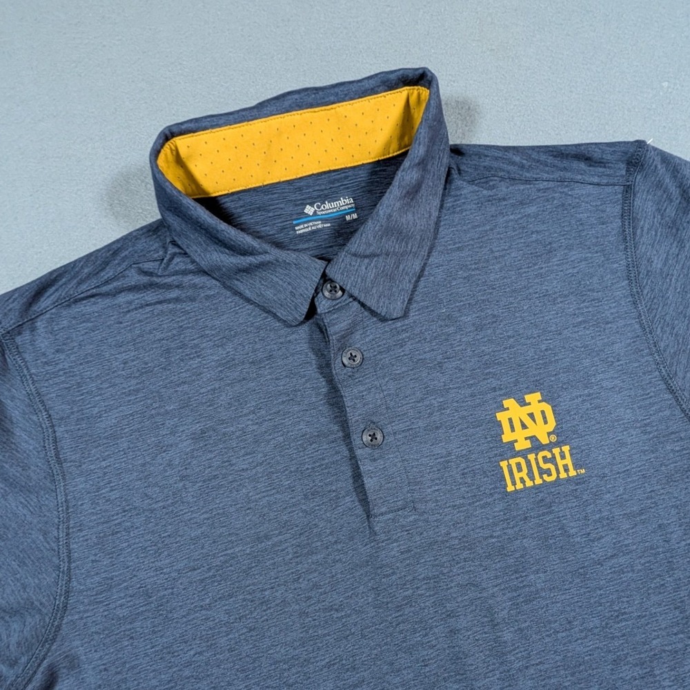 Notre Dame Fighting Irish Columbia Polo Shirt Mens Medium Heather Navy AO2986